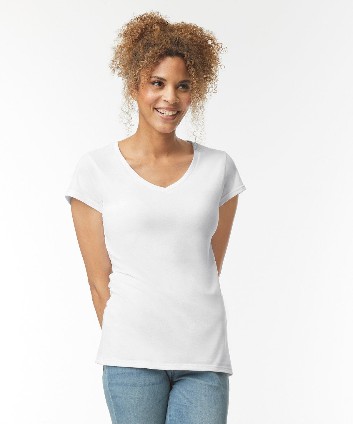 Soft Style Ladies V-Neck T-Shirt | SPORTS GREY